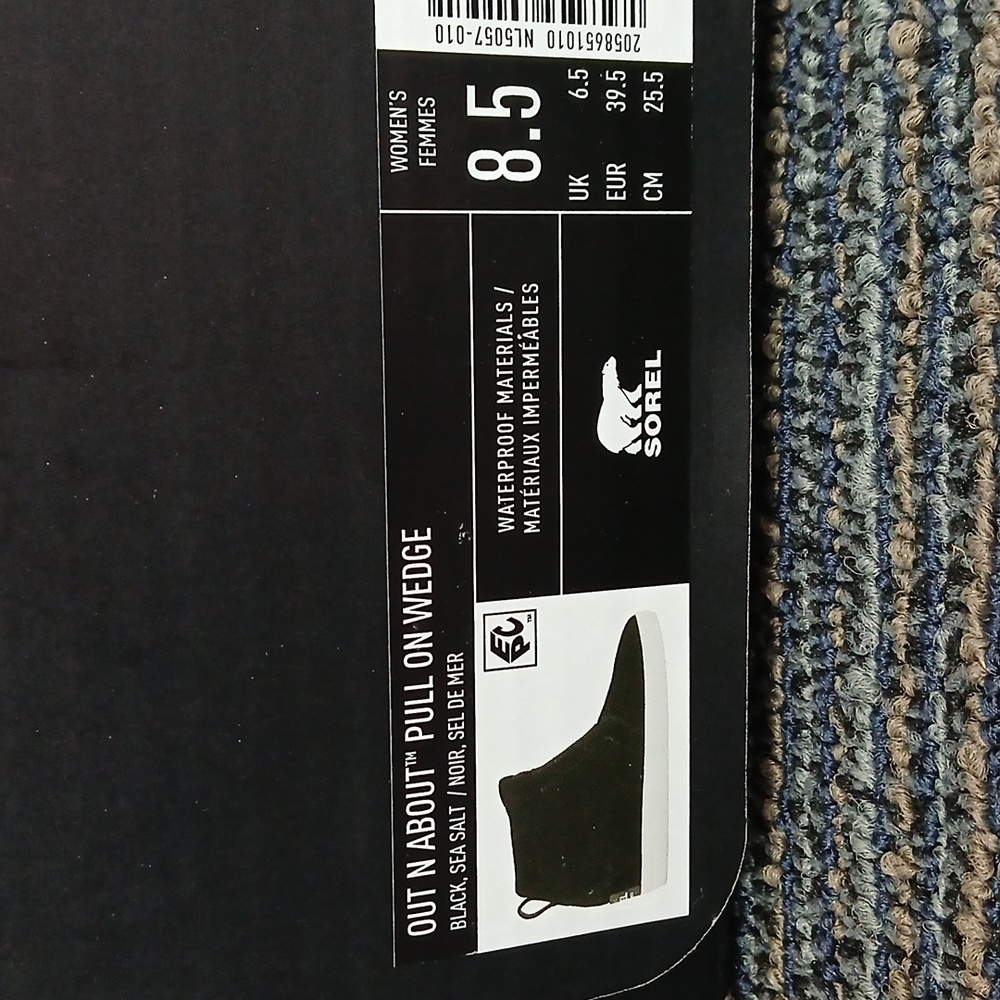 Sorel NWT Black Out N About Slip on Wedge shoes 8.5 Waterproof - Picture 7 of 7